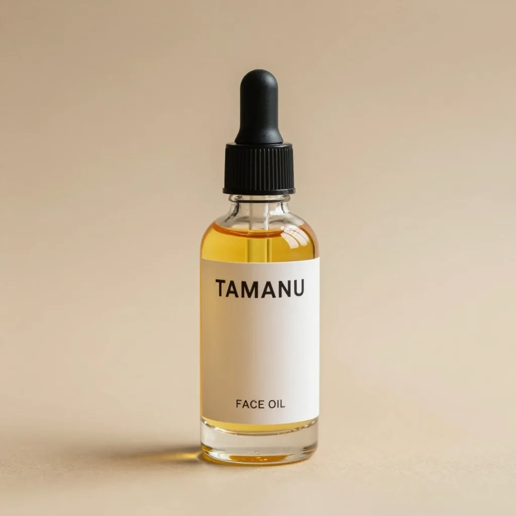 A dropper bottle of tamanu face oil